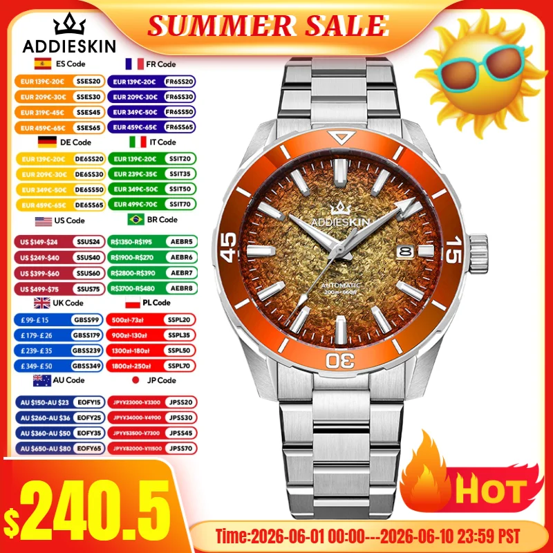 AddiesKin K005 Japan 9015 Men Watches BGW9 Super Luminous Sapphire Crystal Luxury Automatic Mechanical Watches 20Bar Waterproof