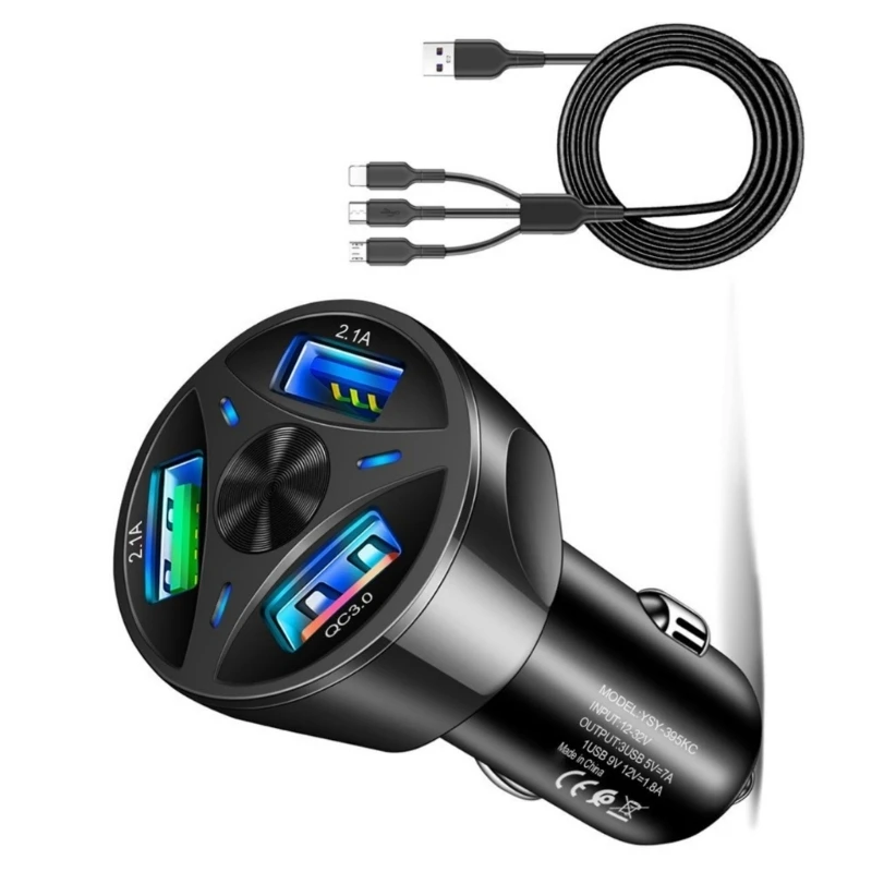 고속 차량용 충전기 35W QC3.0 휴대폰 태블릿 및 기타 화이트/블랙용 고속 충전 차량 충전 어댑터