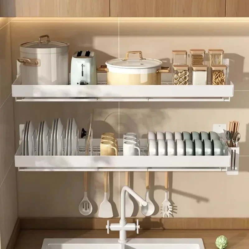 

Long - lasting Multifunction Kitchen Rack Sink Wall Mounted Dish Holder Stainless Steel Drain Rack Kitchen Accessories Organizer