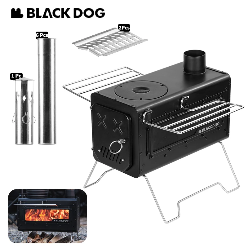 Naturehike Blackdog Firewood Stove 430 Stainless Steel Outdoor Camping Tent Wood-Burning Folding Burner Patio Fireplace Portable