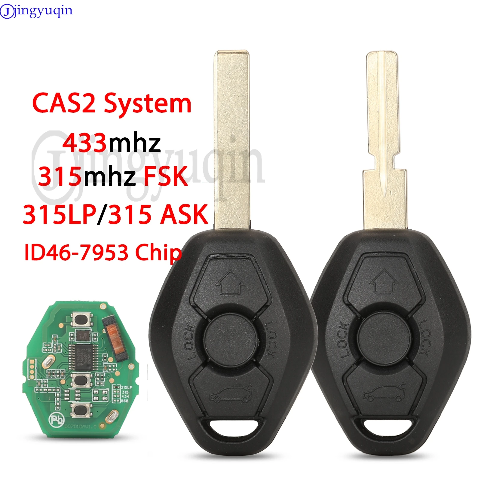 jingyuqin 315/315LP/433 Mhz with ID46-7953 Chip 3 Buttons CAS2 System Car Remote Key For BMW 3/5 7 Series HU58 HU92 Blade