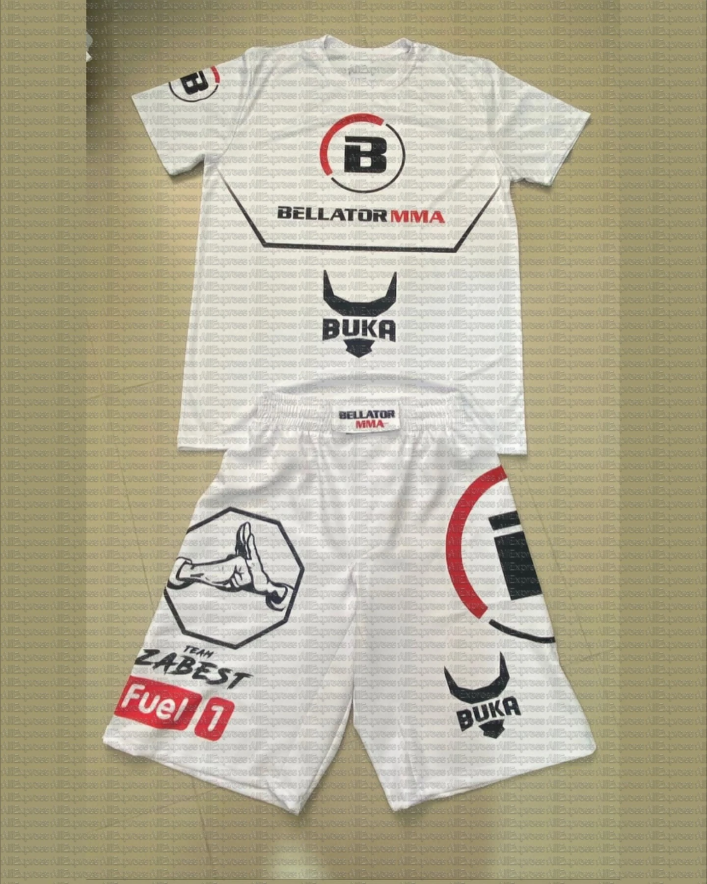Men's Summer 2025 Fight Boxing Sports Wear Set Short Sleeved Print T-shirt & Shorts 2-Piece Fashionable & Comfortable Suit