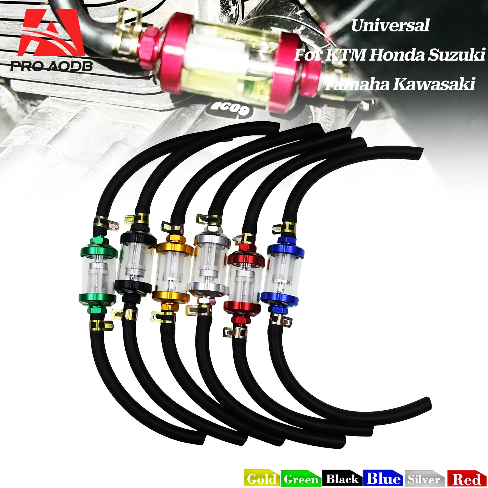 CNC 8mm Aluminum Alloy Glass Gas Fuel Gasoline Oil Filter Moto for Dirt Pit Bike 125/140/150/160cc CRF70 90 110 TTR100 110 KLX65