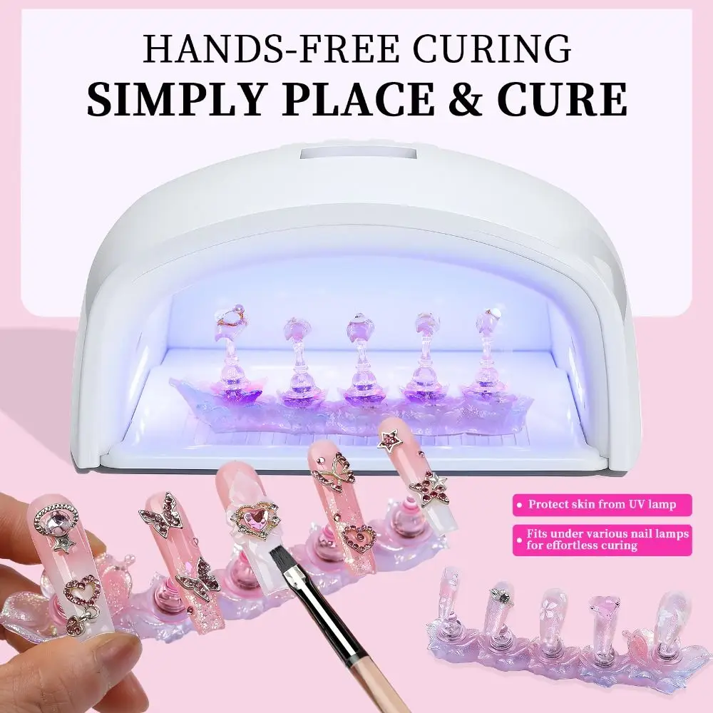 Aurora Butterfly Magnetic Nail Holder Ice Clear Base Flower Pattern Magnetic Nail Stand Gel Nail Polish Nail Tip Display Tool