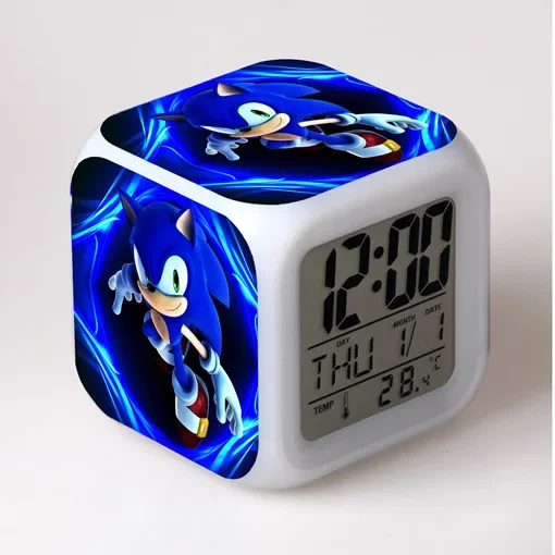 Sonic LED Plastic Night Light Anime Figure Colorful Alarm Clock Home Decoration Accessories Bedroom Children Toy Birthday Gifts