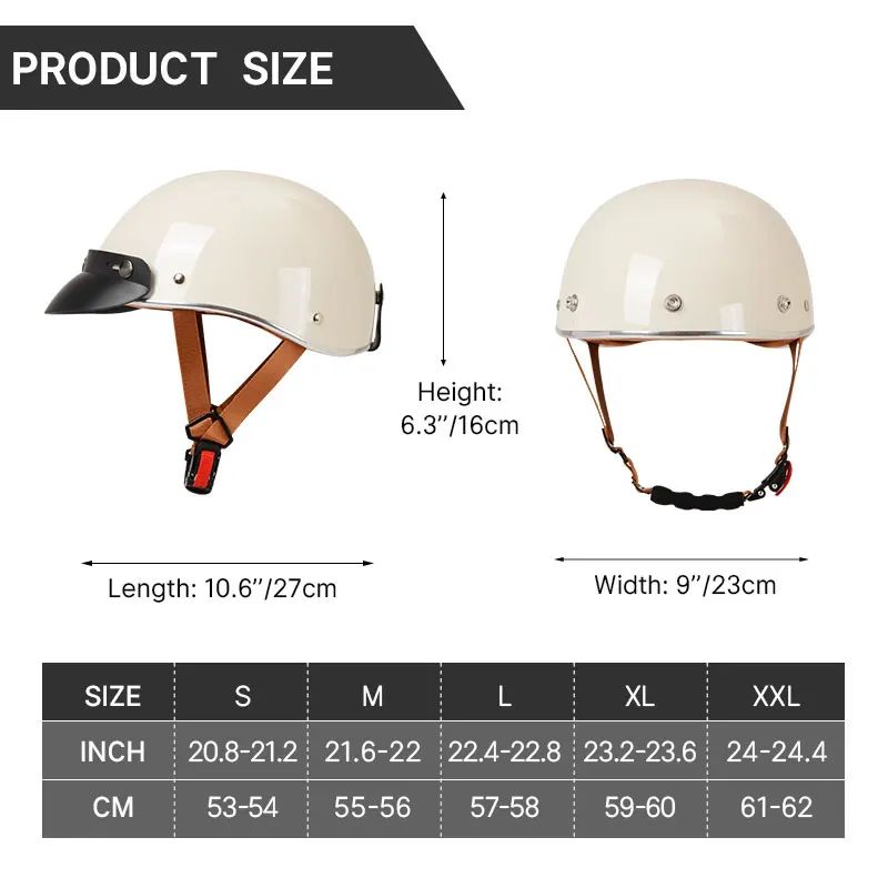 Unisex Motorcycle Helmet Scooter Biker Motorbike Racing Riding Helmet  Open Face Retro Vintage Casco For Woman Man