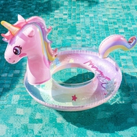 Clear Sequined Inflatable Swimming Ring Water Mattress Glitter Unicorn Summer Pool Toys for Kids pool inflatable pool float