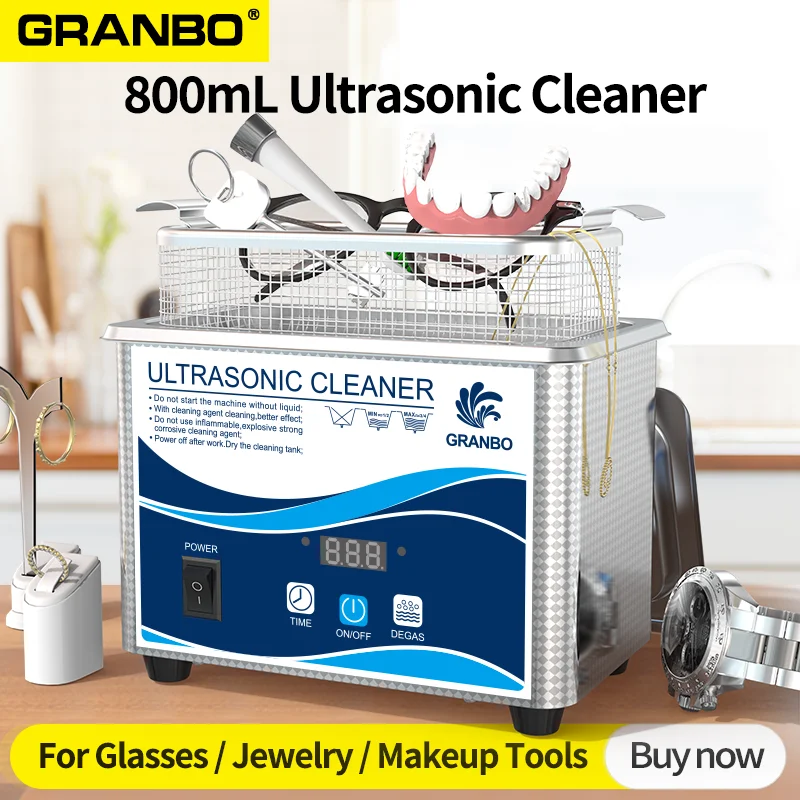 Limpiador ultrasónico Digital para el hogar, dispositivo de limpieza de 800ml, 60W, baño de acero inoxidable, 110V, 220V, para relojes y joyas