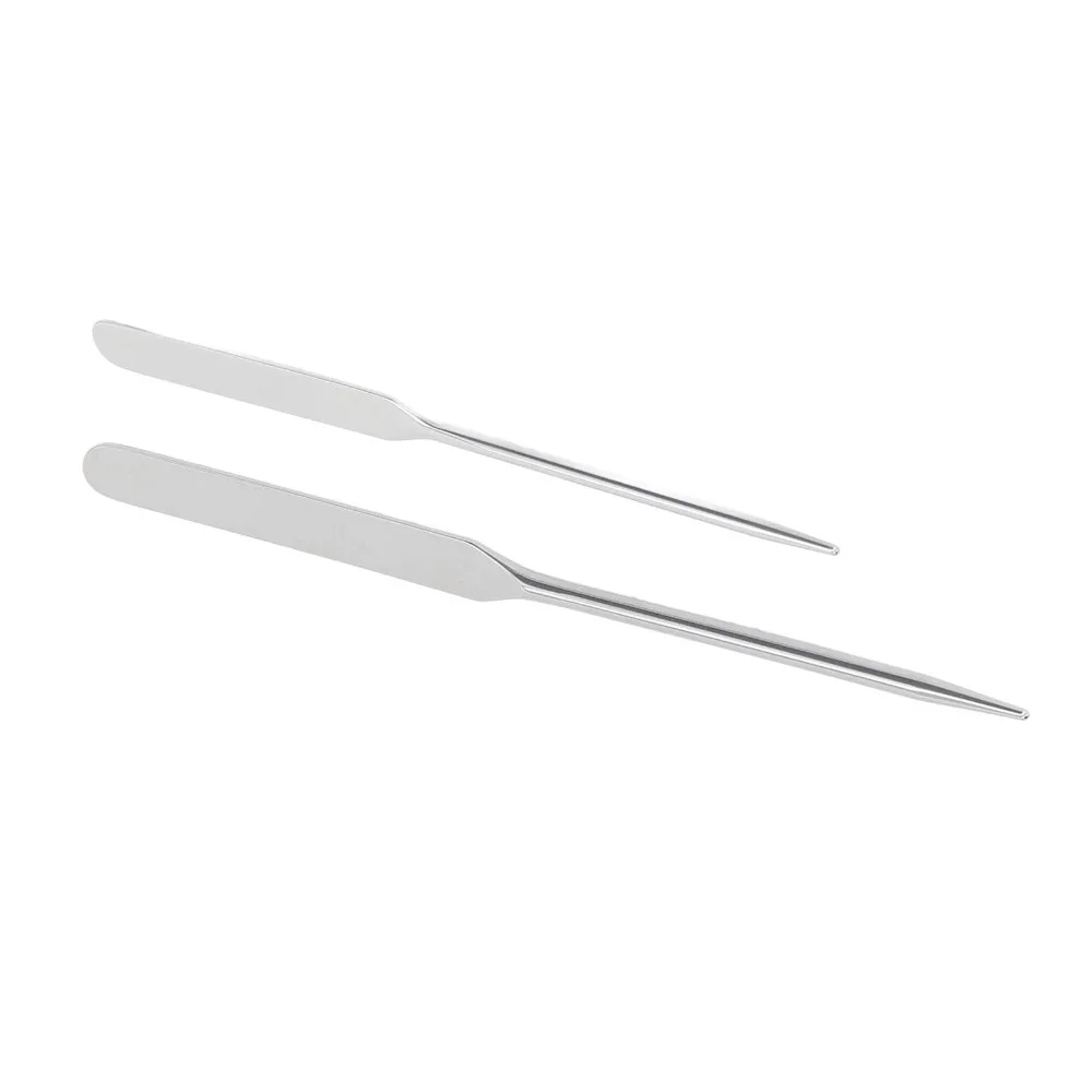 2pcs Set Double Ended Makeup Mixing Spatula Stainless Steel Spatula Shovel Shape Foundation Stirrer Stick Silver view 5