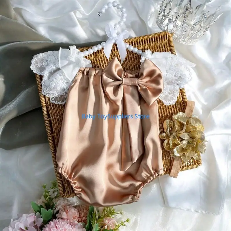 

R1WF новорожденный подарок для душа фото костюма Bowknot Romper