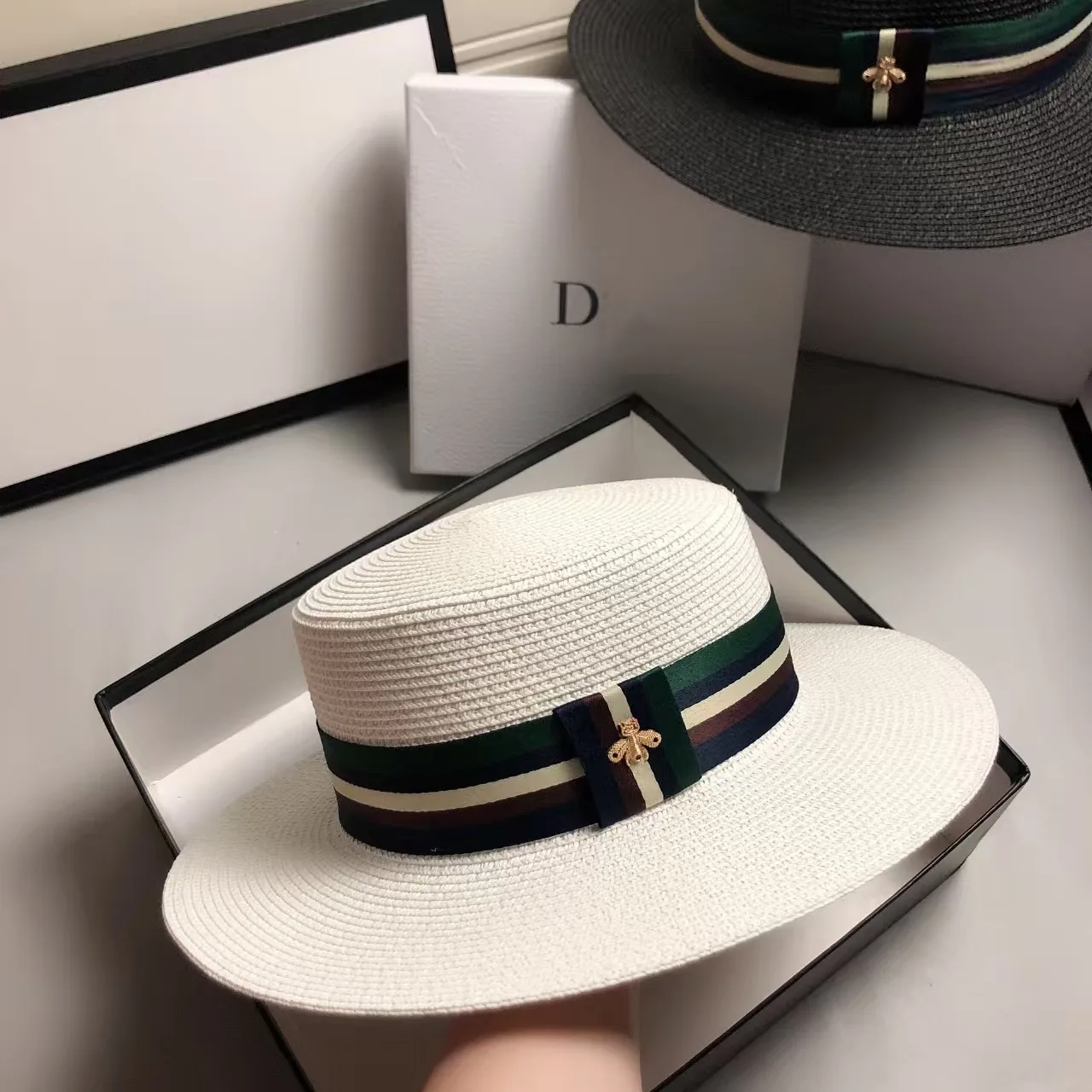 Women Summer Straw Hat Wide Brim Multicolor Striped Embroidery Fashion Outdoor Travel Sun Protection sun hat
