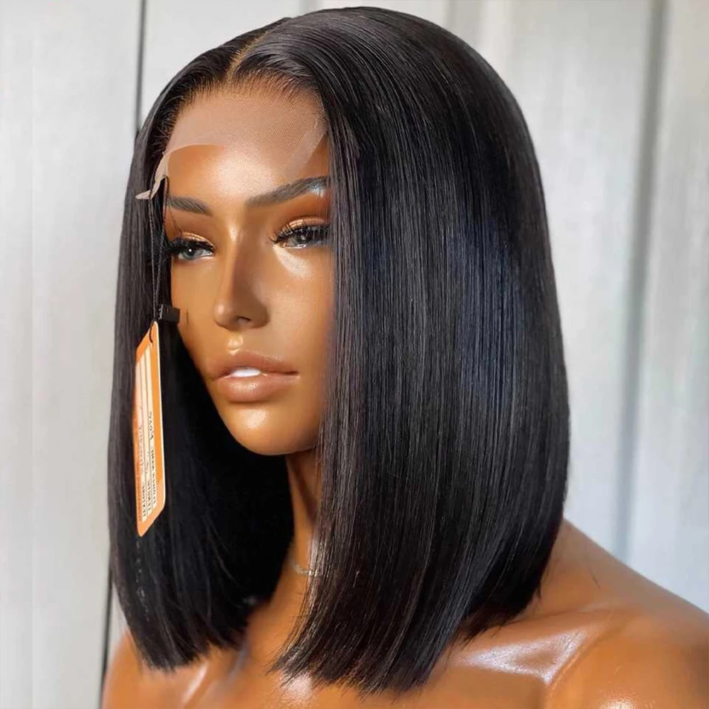 

Straight Short Bob Wig 100% Human Hair Wigs Bone Straight Bob Wigs 230% Density 16 18 Inch 13x4 4x4 Transparent Lace Frontal Wig