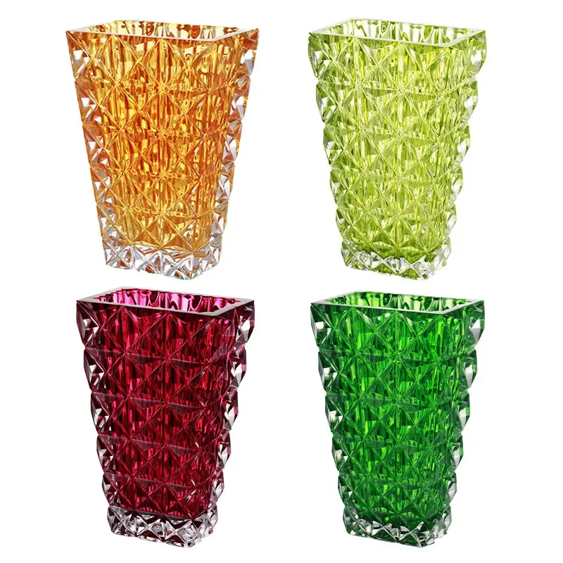 Stained glass vase Nordic living room flower arrangement dried flower ornament large transparent water nourishing rich bamboo