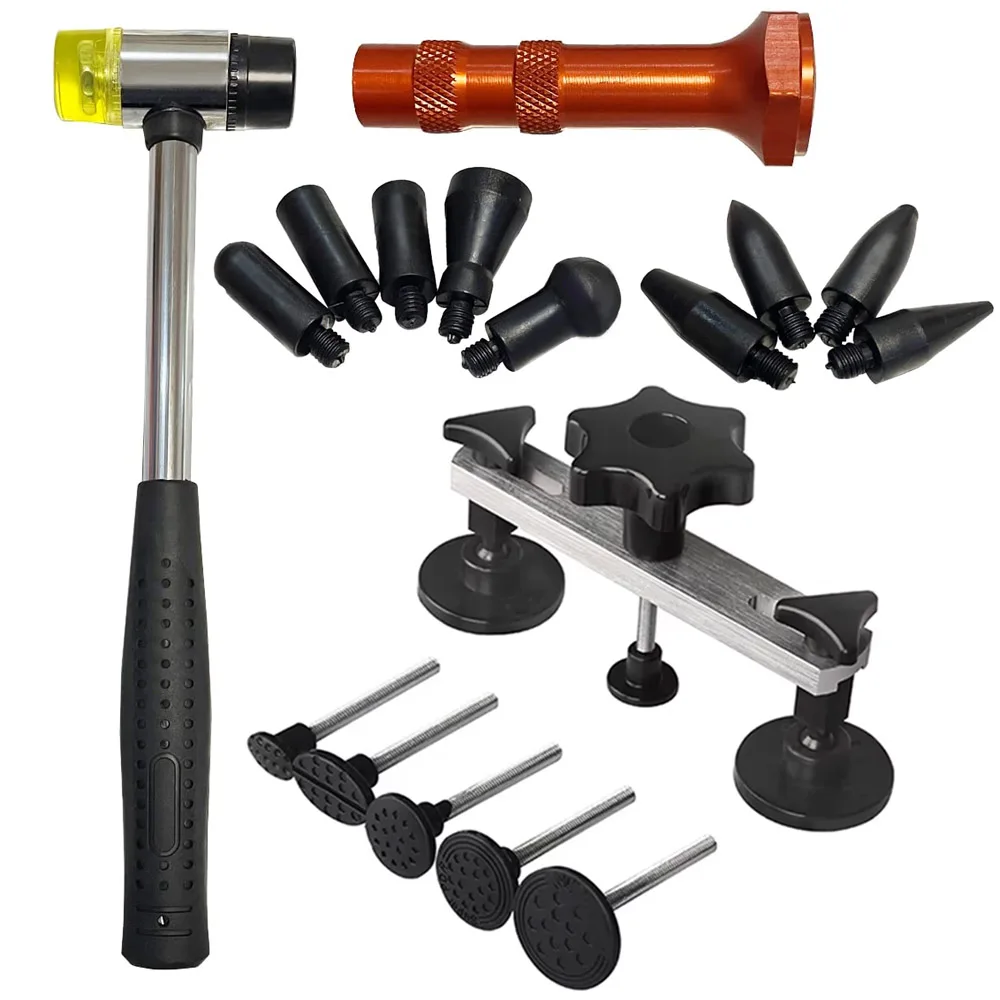 Kit de Herramientas para Reparación de Abolladuras sin Pintura en Carrocerías, Extractor de Abolladuras Tipo Puente, Martillo de Goma para Reparación de Abolladuras en Automóviles, Refrigeradores