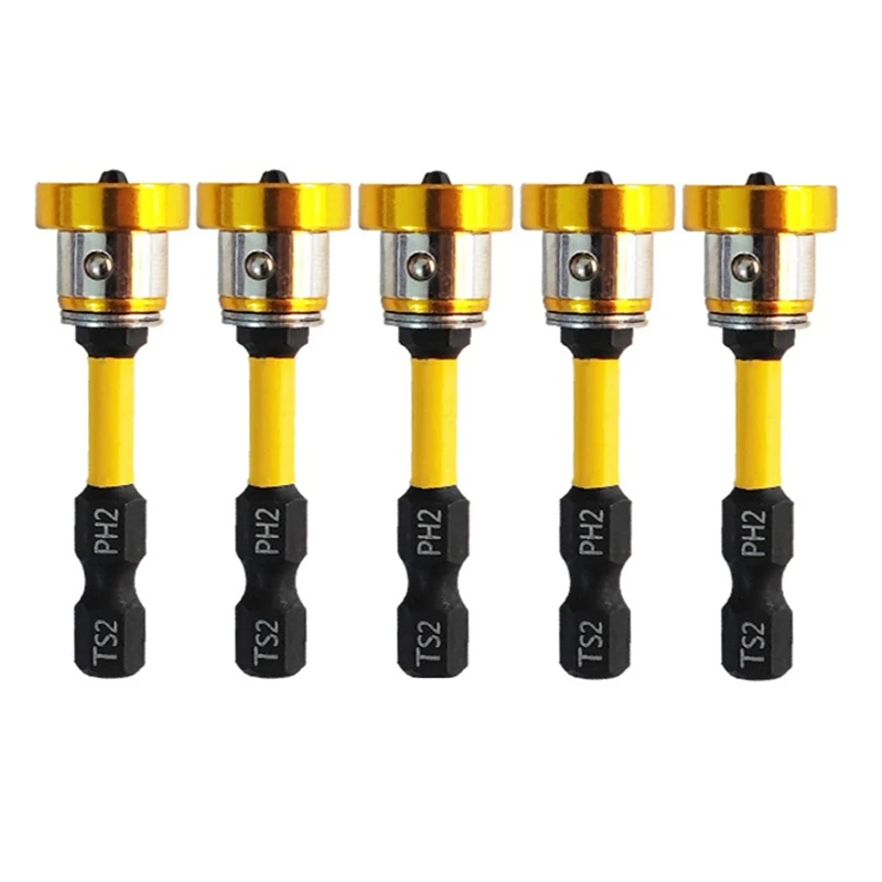 A81M New 5Pcs Magnetic Screwdriver Bit Drill Cross-Head Magnetic Screwdriver Bits Hex Shank Drywall Electric Screwdriver Set