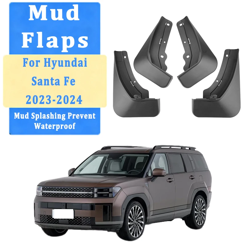 

4pcs Car Mud Flaps Fender for Hyundai Santa Fe 2023-2024 Automotive Mudguards, Waterproof, Mud Splashing Prevention Accessories