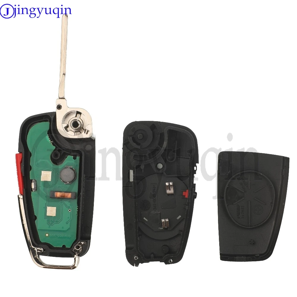 กุญแจรีโมทรถยนต์แบบพับได้ Jingyuqin 8V0837220E Keyless Go 315MHz MQB48 Megamos AES Chip 3/4 ปุ่ม สำหรับ Audi A3 S3 Q3 2015+