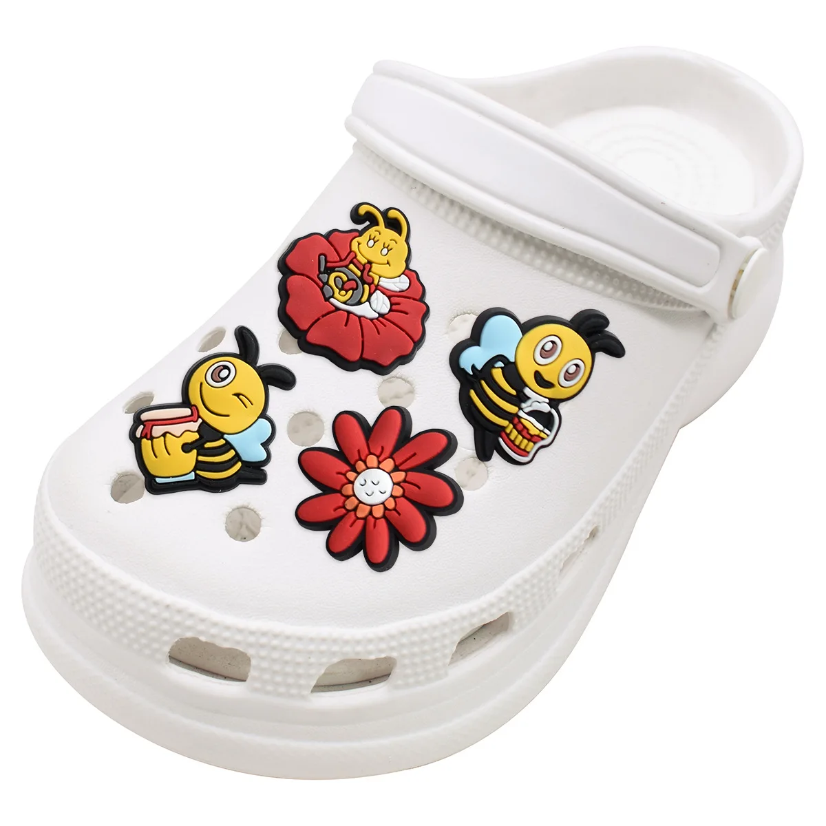 Dijes de zapatos de abeja para niños y adultos, alfiler para Crocs, decoración de zapatos, regalos de fiesta de Navidad, recién llegados, gran oferta