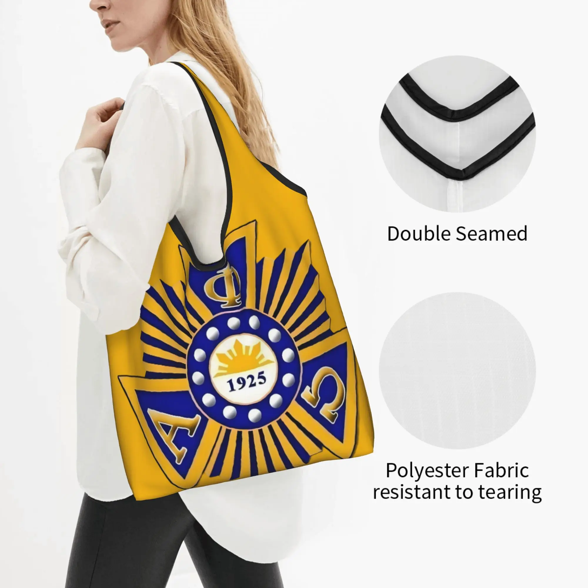 Coeducational Fraternity APO  Grocery Shopping Bags Cute Shopper Shoulder Tote Bag Large Capacity  Alpha Phi Omega  Handbag
