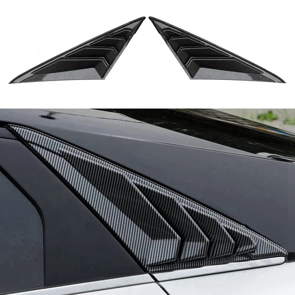 Carbon Fibre ABS Rear Window Louver Shutter Cover Trim for Hyundai Elantra 2021 2022 Air Vent Scoop Shade Accessories