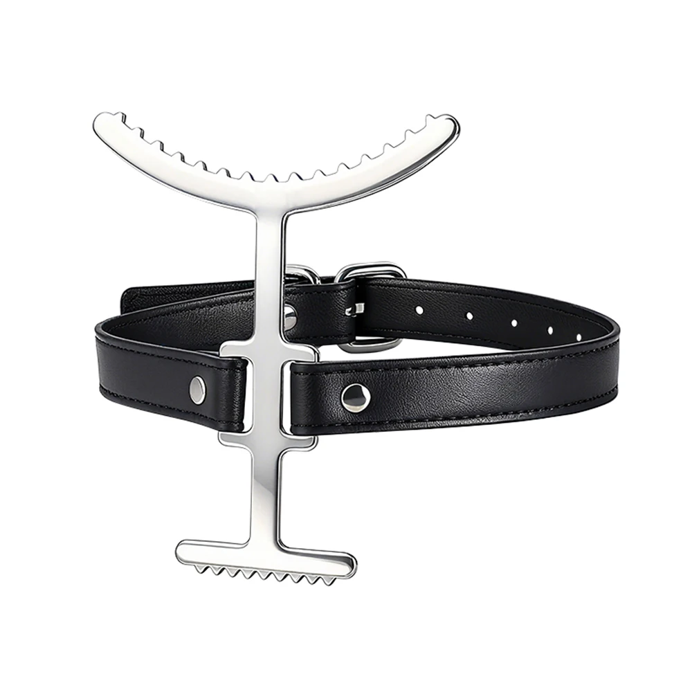 BDSM Heretic Fork Posture Collar PU Leather Neck Restraint Spiked Choker Head U…