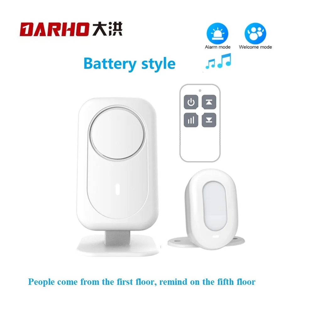 Darho-Sonnette d'entrée avec capteur de mouvement infrarouge, dispositif de bienvenue en 5 langues SACShop PRWireless IR, alarme antivol