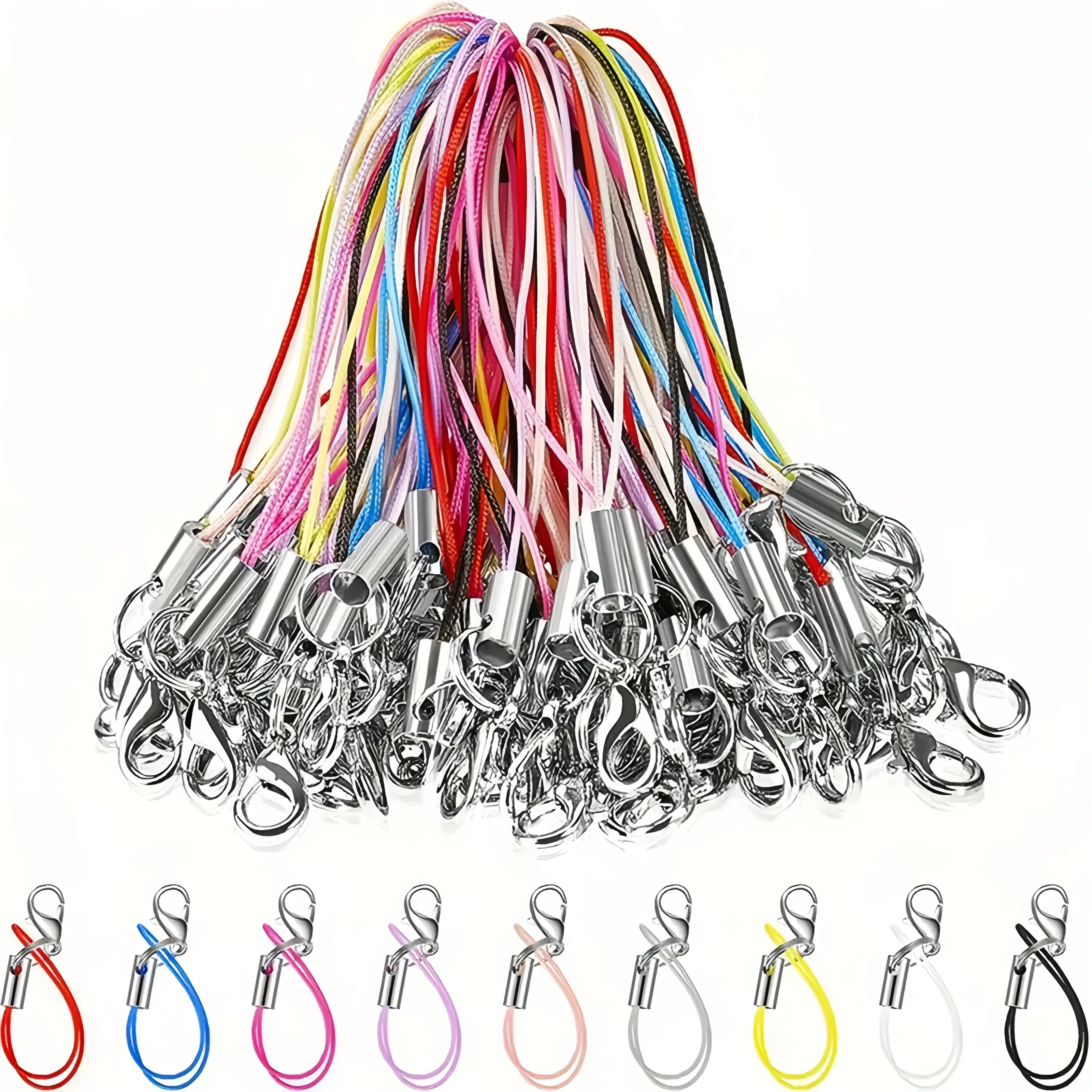 

15 color, black, white and pink buckle bracelets; multifunctional mobile phone lanyard keychain; durable jewelry rope