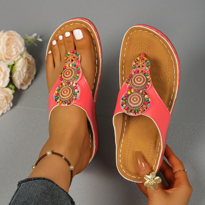 

Women Slippers Platform Slippers Sexy Slides Women Bohemian Style Wedge Sandals Summer Thick Sole Non Slip Beach Shoes Woman