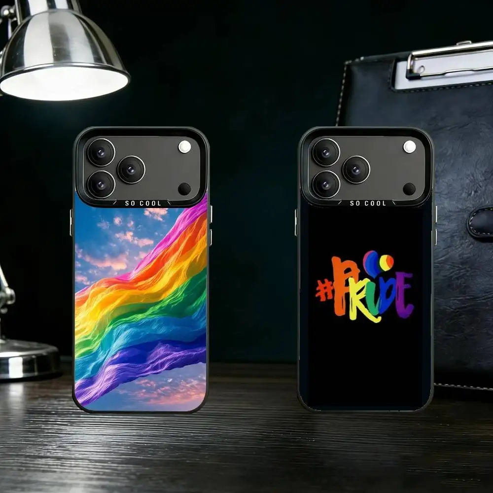 

Gay Lesbian LGBT Rainbow Flag Phone Case For iPhone 17,16,15,14,13,12,11,Pro Max,Plus Candy Silver Cover