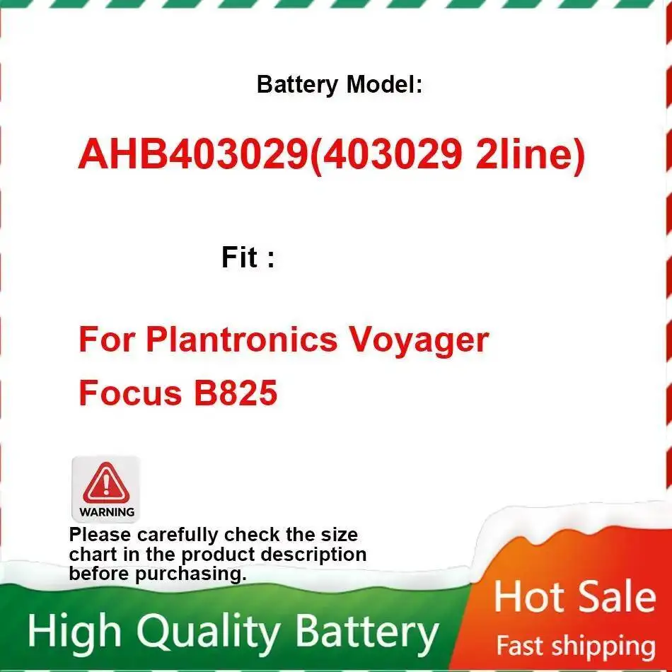 400mAh Earphone Battery For Plantronics Focus B825 Earphone AHB403029(403029 2line) bateria +  fast shipping