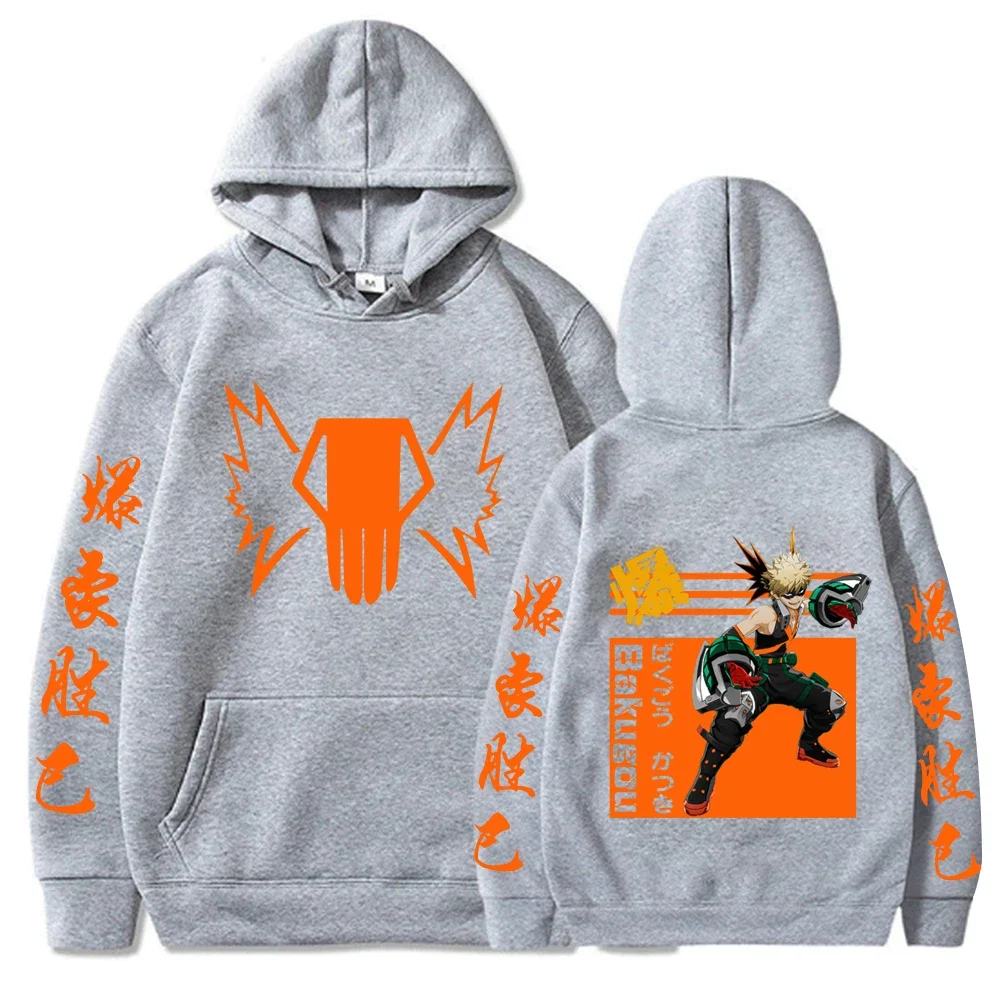 Japan Anime My Hero Academia Bakugou Katsuki Hoodies Women Men Loog Sleeve Kawaii Manga Orange Graphics Sweatshirts Clothes