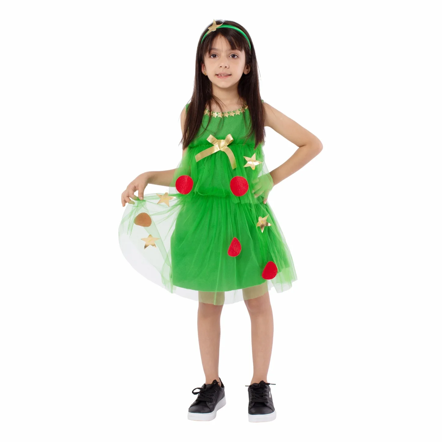 Girls Green Christmas Tree Cosplay Dress Green Lolita Cosplay Christmas Party Kids Girl's Christmas Tree Costume Tutu Dress