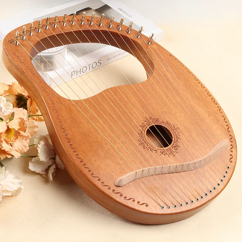 16 Strings Lyre Harp Mahogany Wood Harp Piano Stringed Musical Instrument With Portable Bag Tuning Wrench Spare Strings