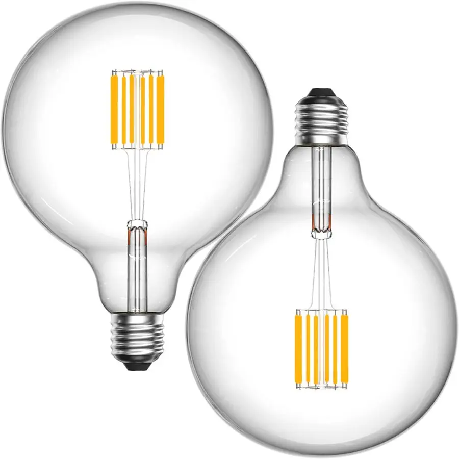 

8W G125 LED Large Globe Light Bulbs, Dimmable E26 Filament Bulb Warm White 2700K, Vintage Large Edison Bulbs 60W Equivalent Roun
