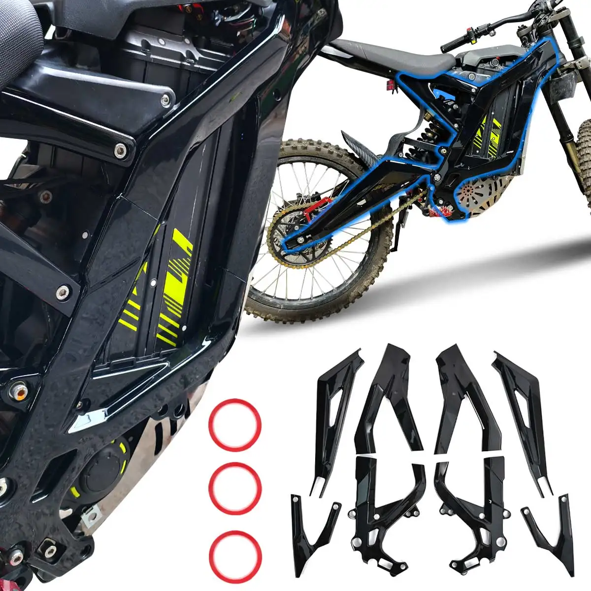 Dla Sur Ron Light Bee X LBX Segway X260 X160 ABS Osłony ramy Ochrona ciała Dekoracyjna osłona Motocykle Naklejka Osłona CZĘŚCI