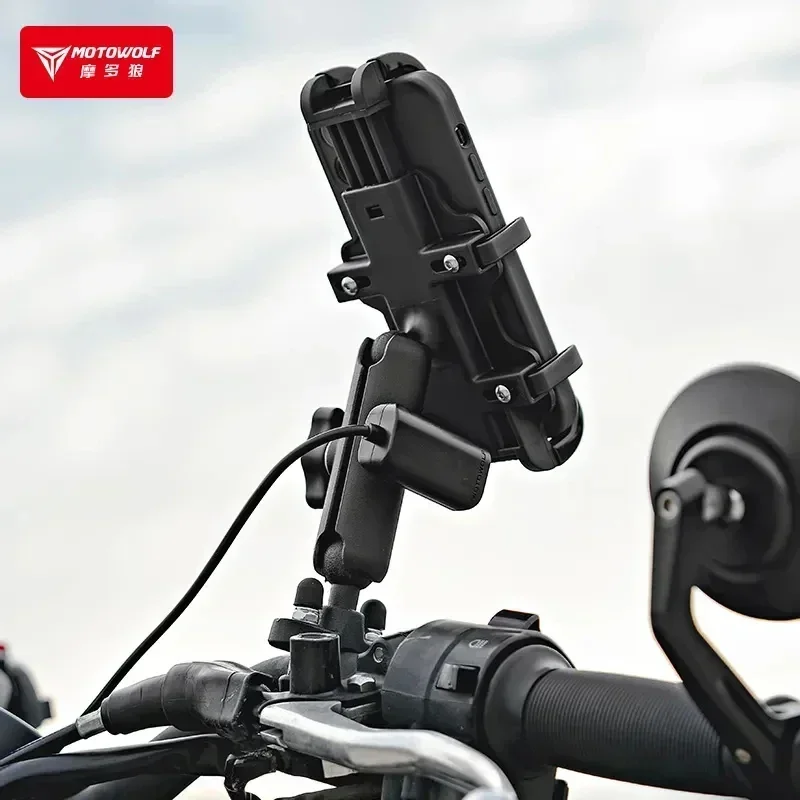 Motorcycle Phone Holder USB Charging Cradle 3.0 Quick Charger GPS Moto Handlebar Rearview Mirror Mount Bracket for Cellphones - view 5
