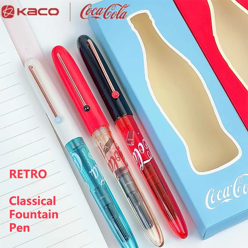 

Новая ручка для каллиграфии KACO, экологически чистый стержень, долговечная перьевая ручка для письма, не требующая усталости, модный предмет Coca-Cola, метод двойного чернил