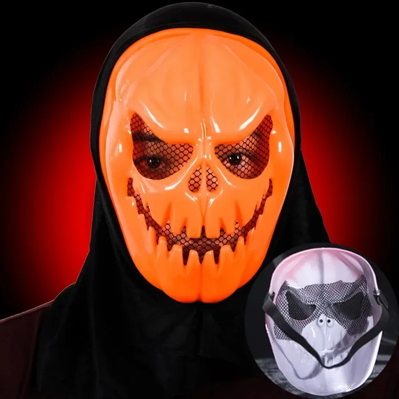 Masque de citrouille d'halloween, couvre-tête effrayant, accessoires de Cosplay de fête d'horreur, couvre-chef amusant Orange, accessoires de Costume pour adultes, 1/2 pièces