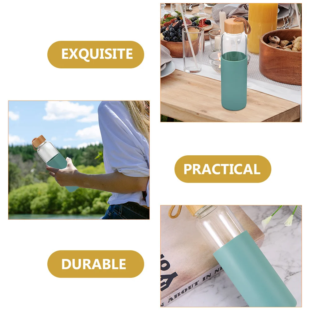 

Glass Tumbler Glass Cup Drop Resistance Silicone Sleeve Reusable Drinking Cup Anti-Scald Tea Coffee Bottle with Lid