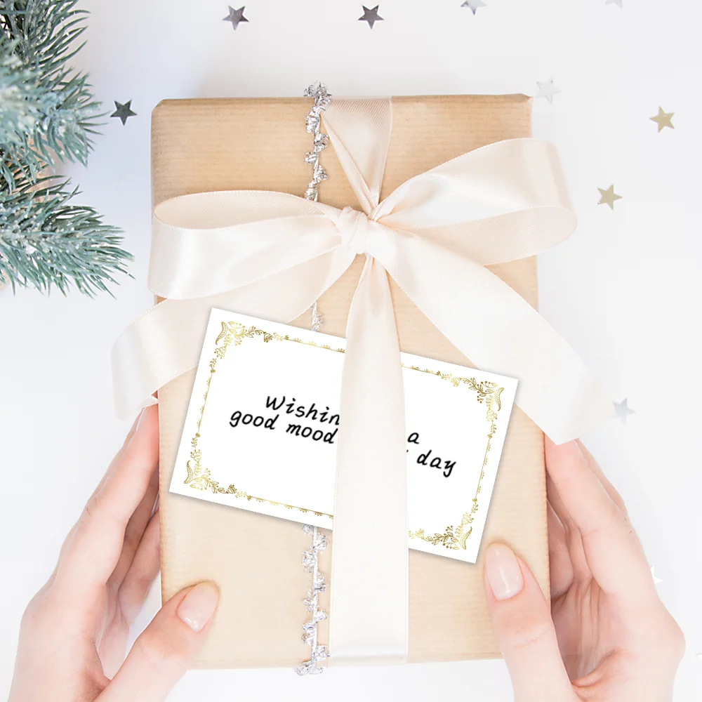 50pcs elegant golden patterned border Blank Greeting Cards,Wedding Birthday Party Thank You Cards,Pocket Cards Business Supplies