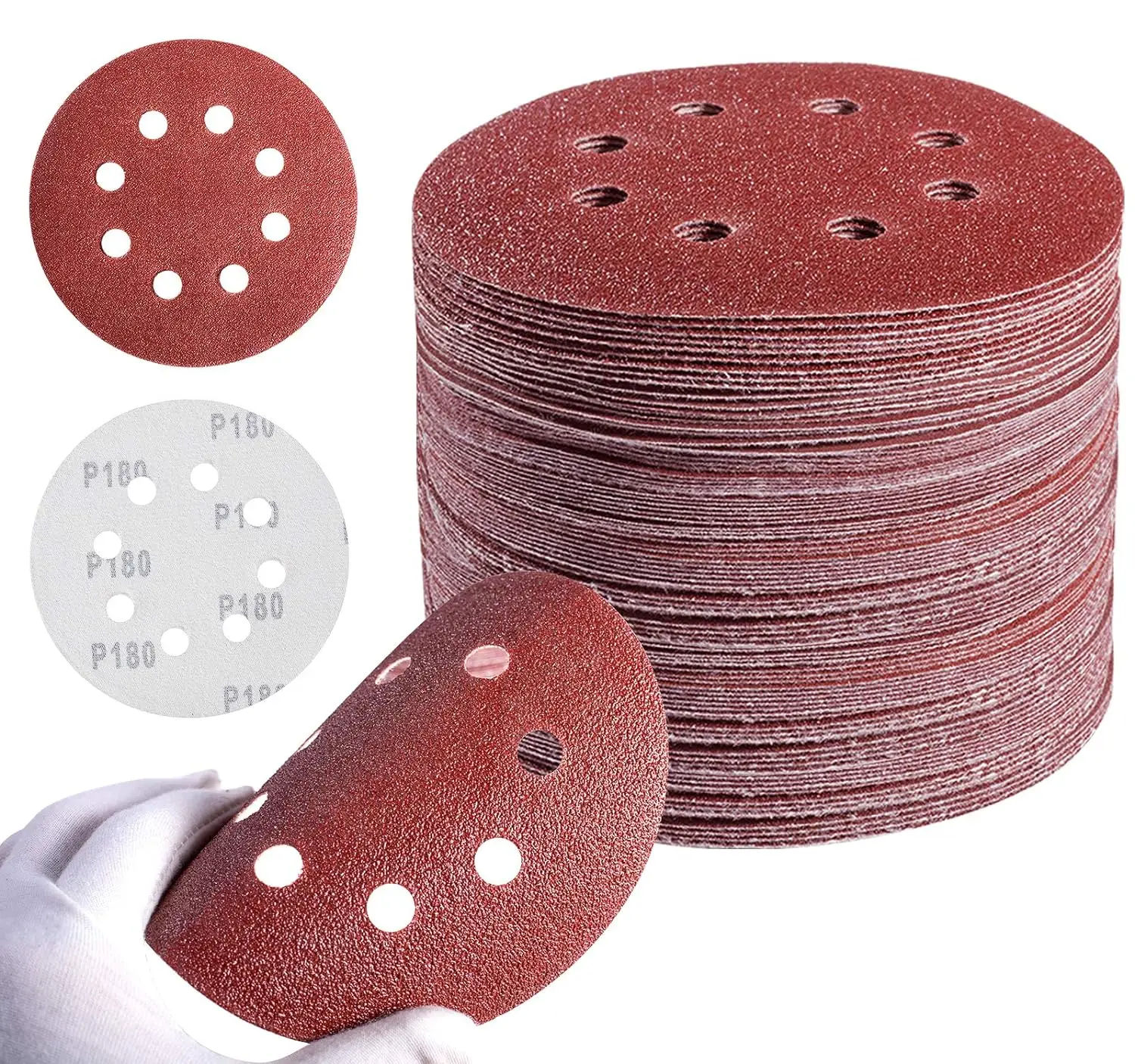 5 Inch 125mm Round Sandpaper 8 Hole Sanding Discs Hook And Loop Grit 40-2000 Orbital Sander Pad For Polishing Wood Metal