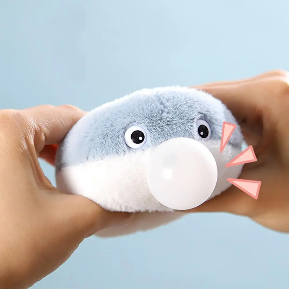 Cute Fun Fish Toy with Wagging Tail Bubble-spitting Action Stuffed Doll Sacabambaspis Fish Plush Toy Keychain Backpack Ornament