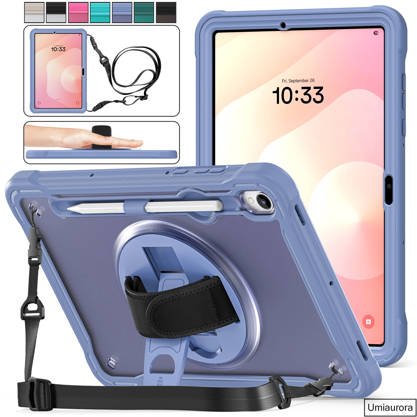 

﻿For Samsung Tab S11 11 inch SM-X730 SM-X736B Hand Shoulder Strap Stand Tablet Case Funda Shockproof Silicon PC Armor Cover Capa