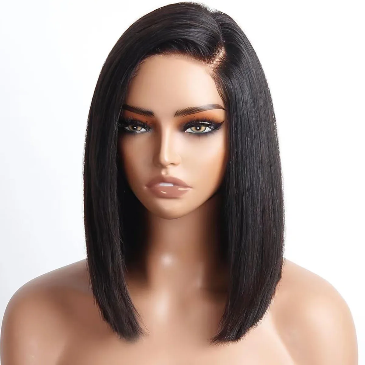 

Short Bob Human Hair Wig Brazilian 13x5x1 HD Lace Side Part Wig PrePlucked For Black Women Natural Color Glueless Wig Human Hair