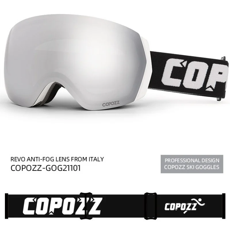 COPOZZNew Ski Goggles Double-Layer Anti-Fog Large Spherical Ski Goggles Men and Women Single and Double Board Card Myopia Goggle