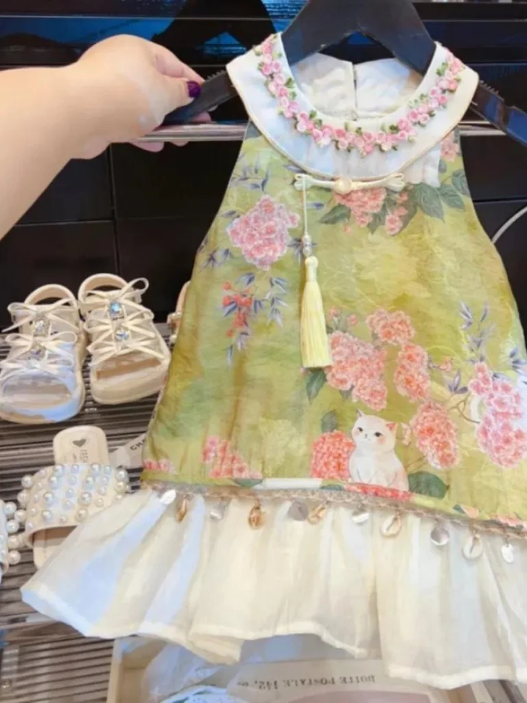 

Новая детская юбка-ханьфу 2025 года, национальный костюм для девочек в стиле Тан, ретро-жилетка для малышей, традиционная китайская одежда