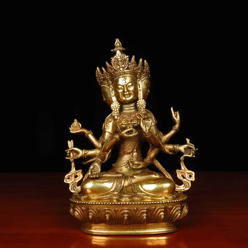 Tantra Tibetan Buddha Brass Ushnisha Vijaya Copper Buddha Statue Home Serving Statue 7-Inch Honor Mother