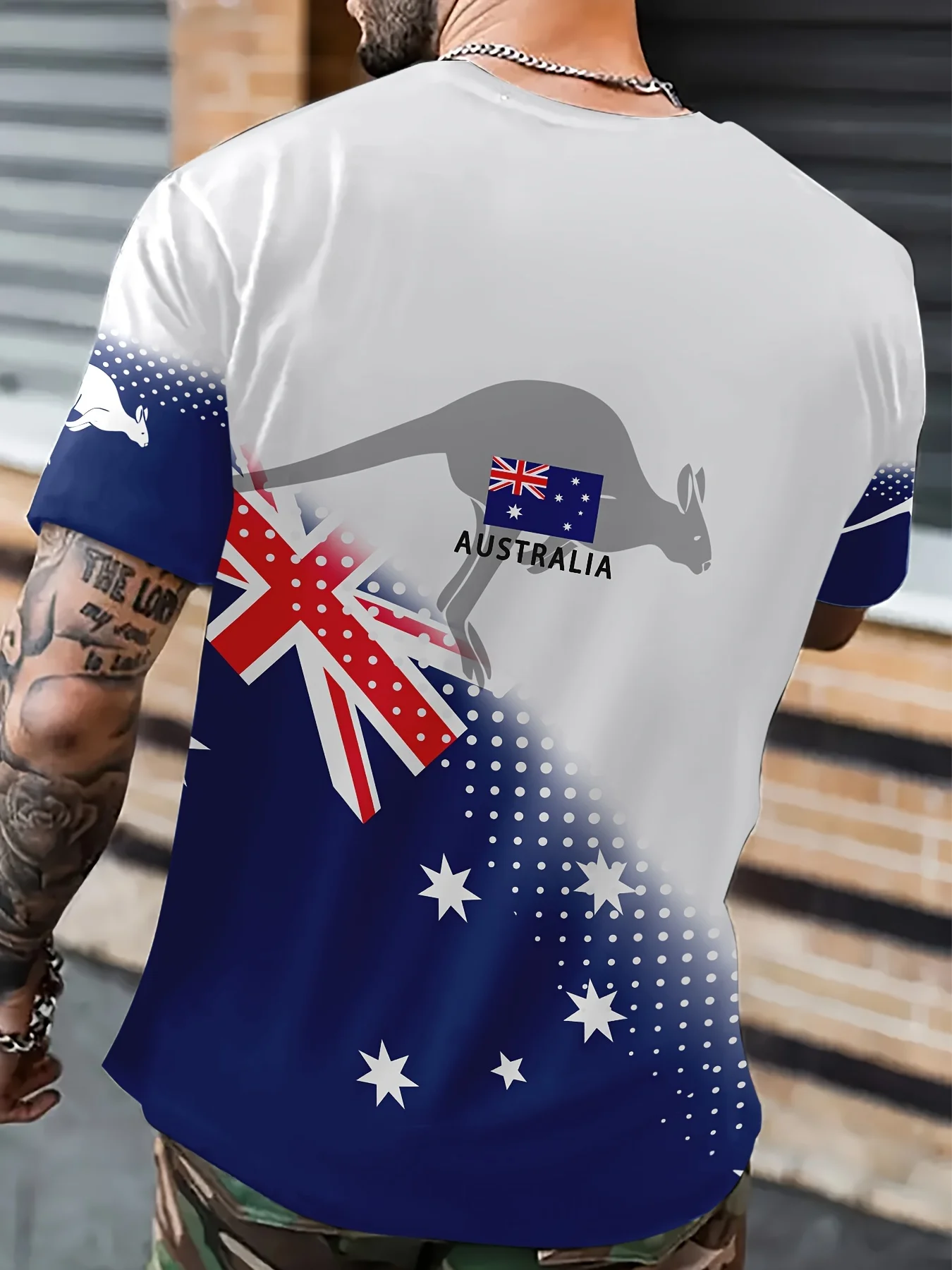2026 جديد تي شيرت رجالي العلم الأسترالي الكنغر ثلاثية الأبعاد طباعة قصيرة الأكمام الجولة الرقبة تيز الصيف اليومية ملابس رياضية غير رسمية المتضخم #5