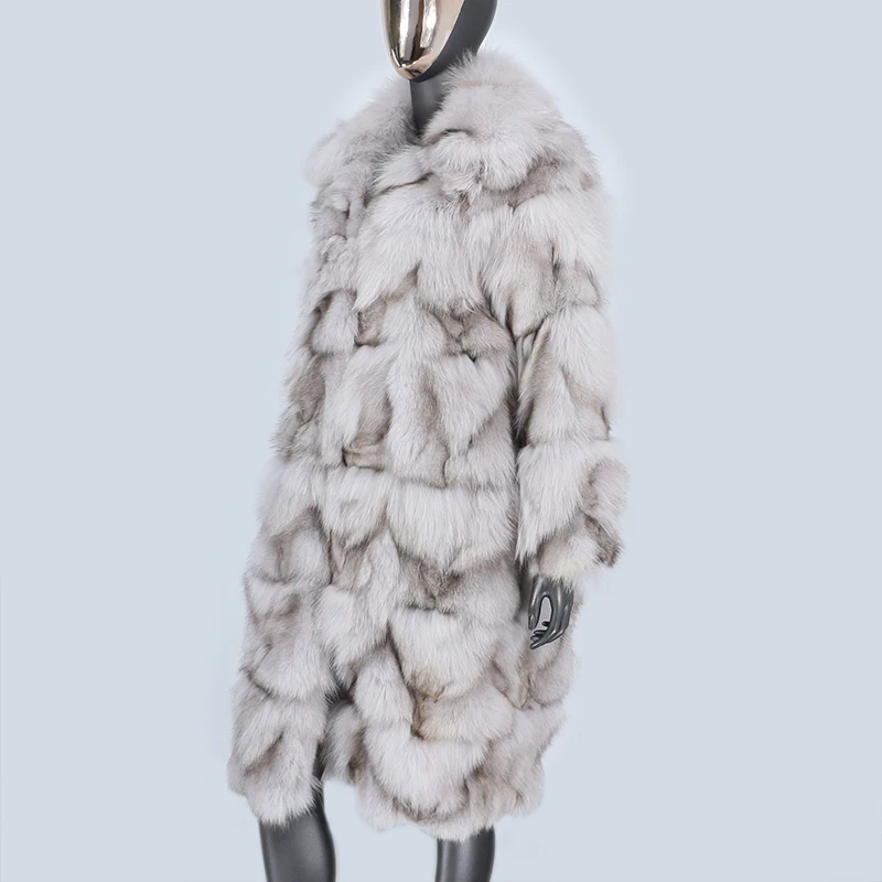 Furyourself 2023 Nieuwe X-Lange Natuurlijke Echte Fox Rex Konijnenbontjas Winterjas Vrouwen Bovenkleding Streetwear Dikke Warme Korea Los