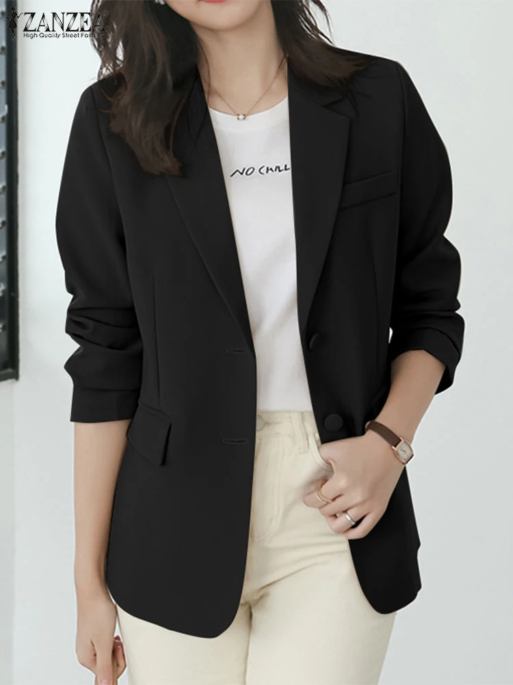 

2025 ZANZEA Autumn Women's Blazer Suits Casual Solid Single Breaste Coat Jackets Long Sleeved Tops Stylish Female Chic Outwear